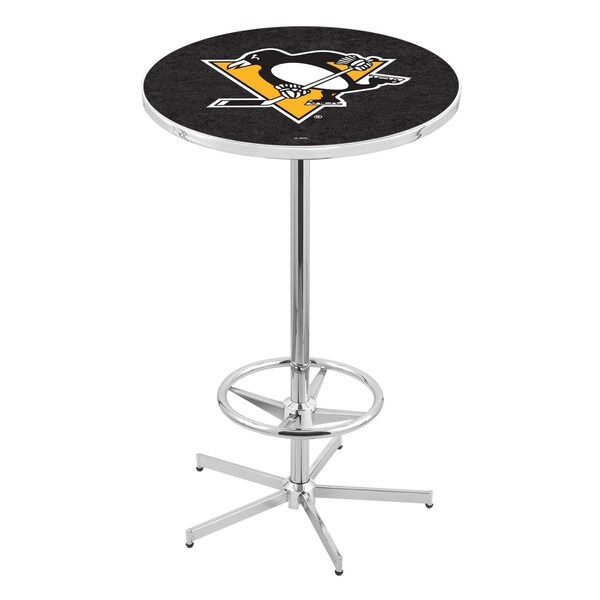 Holland Bar Stool Co 42" Chrome Pittsburgh Penguins Pub Table L216C4228PitPen - main